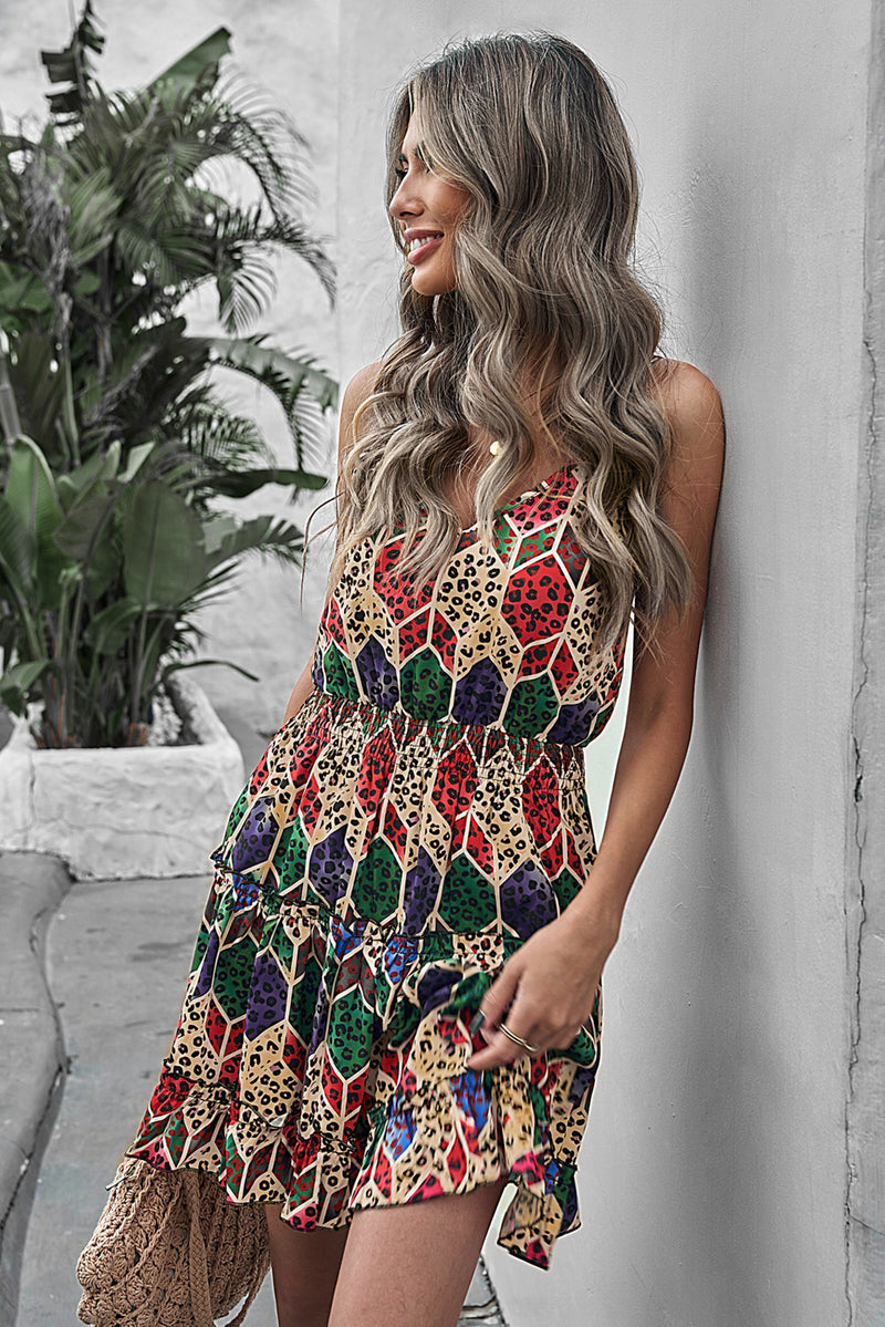 Leopard Geometric Print Dress