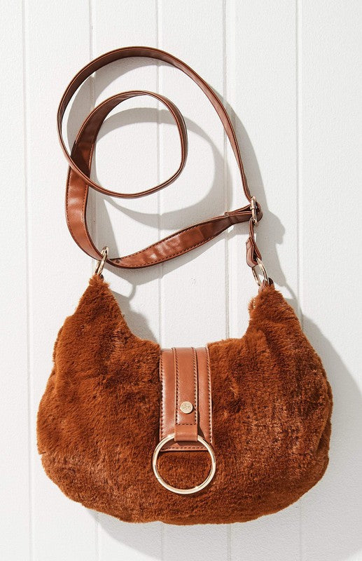 Brown Vegan Fur Shoulder Bag