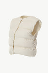 Snap Down Round Neck Capped Sleeve Puffer Vest