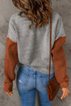 Two-Tone Dropped Shoulder Knit Pullover