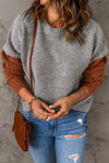 Two-Tone Dropped Shoulder Knit Pullover